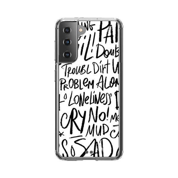 Black and White Negative Words Pattern Samsung Galaxy S21 Plus 5G Case