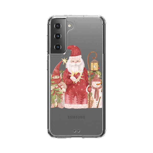 Christmas Santa Elf Snowman Festive Illustration Samsung Galaxy S21 Plus 5G Case