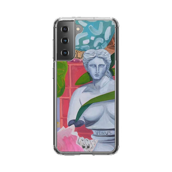 Classical Venus Bust with Green Leaves and Vibrant Vases Samsung Galaxy S21 Plus 5G Case