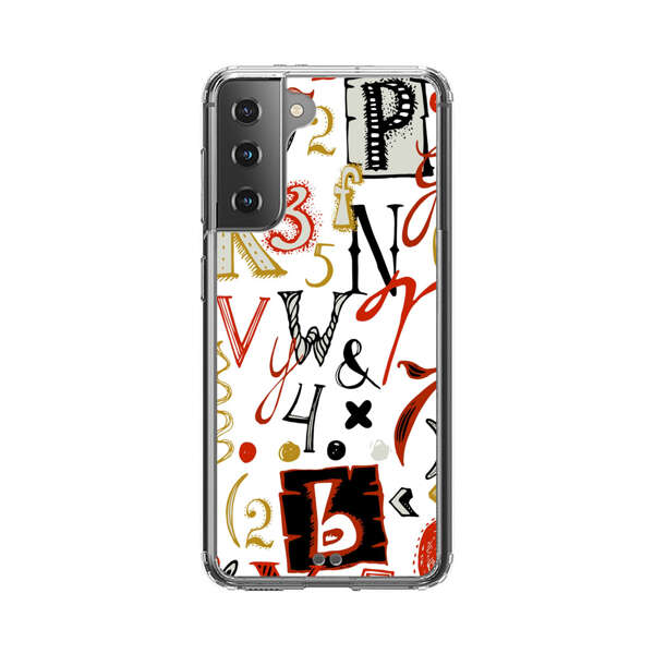 Colorful Hand Drawn Letters and Numbers Pattern Samsung Galaxy S21 Plus 5G Case
