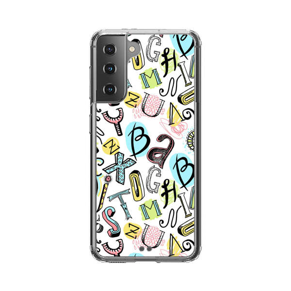 Colorful Scattered Alphabet Letters Pattern Samsung Galaxy S21 Plus 5G Case