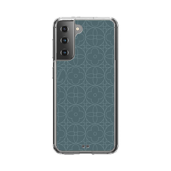 Elegant Blue Geometric Floral Pattern Samsung Galaxy S21 Plus 5G Case