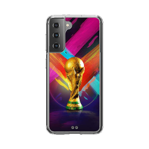 Golden Soccer Trophy with Colorful Abstract Background Samsung Galaxy S21 Plus 5G Case