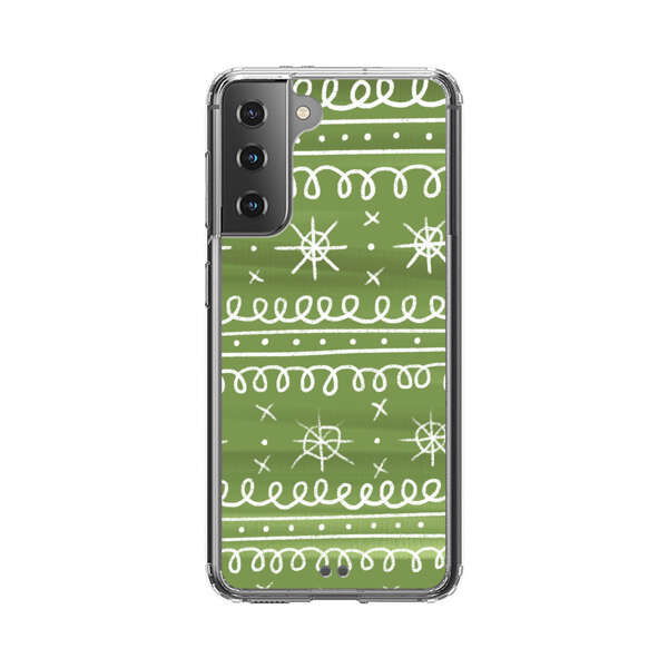 Green White Stars Loop Pattern Samsung Galaxy S21 Plus 5G Case