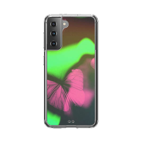 Pink Butterflies Green Background Samsung Galaxy S21 Plus 5G Case