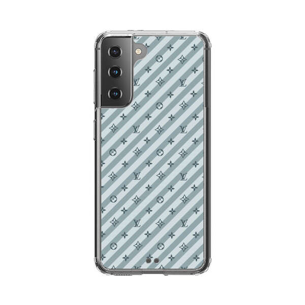 Stylish Blue Diagonal Striped Luxury Logo Pattern Samsung Galaxy S21 Plus 5G Case