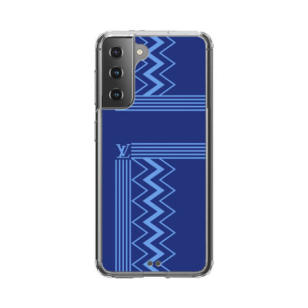 Stylish Geometric Zigzag Pattern in Blue Samsung Galaxy S21 Plus 5G Case