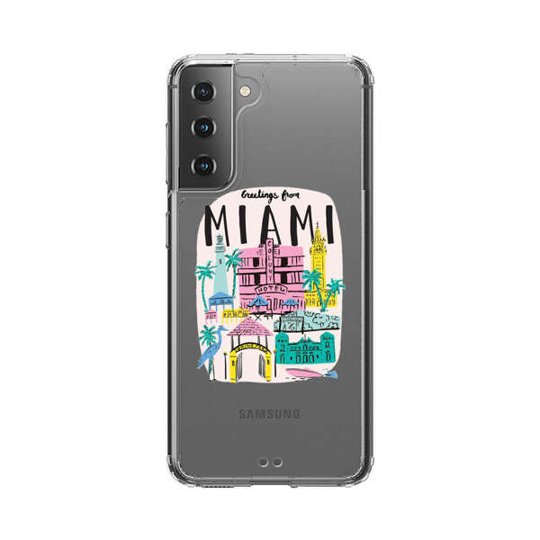 Vibrant Miami Cityscape Illustration Samsung Galaxy S21 Plus 5G Case