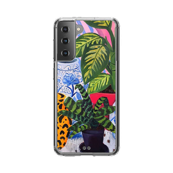 Vibrant Tropical Plants and Decorative Vases Samsung Galaxy S21 Plus 5G Case