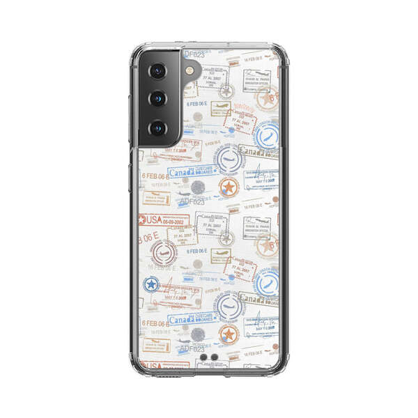Vintage Passport Stamps Pattern Samsung Galaxy S21 Plus 5G Case