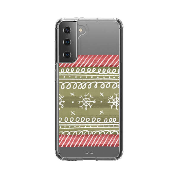 Winter Pattern with Snowflakes and Red Stripes Samsung Galaxy S21 Plus 5G Case