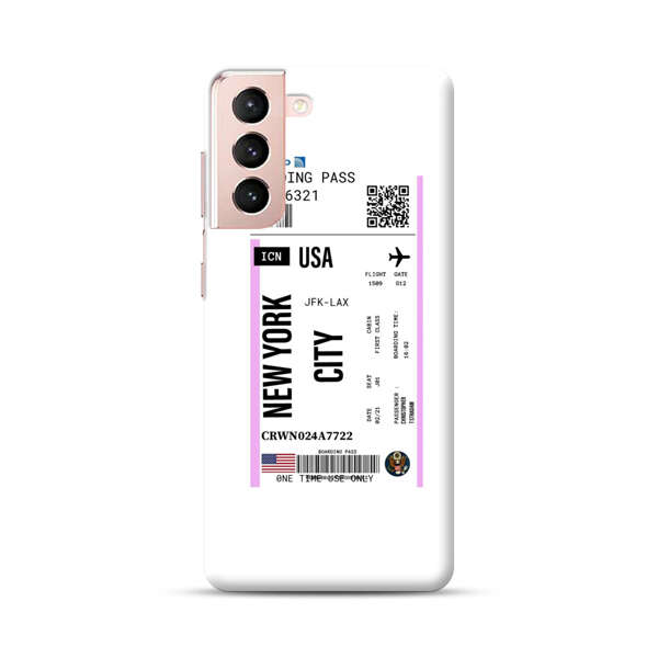 Boarding Pass New York City Flight Ticket Samsung Galaxy S21 Plus 5G Hard Case