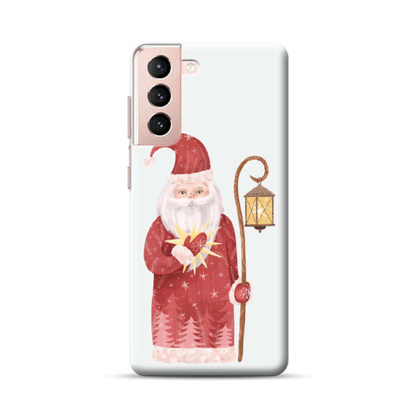 Charming Santa Claus Holding Glowing Heart and Lantern Samsung Galaxy S21 Plus 5G Hard Case