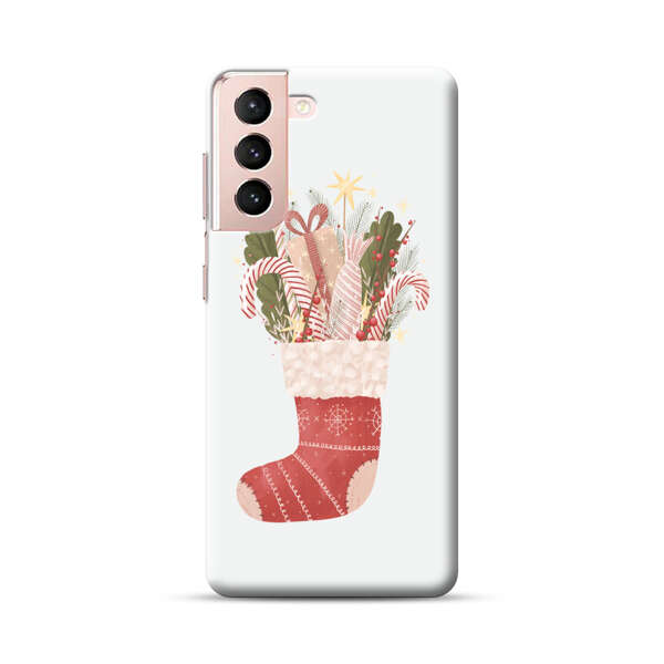 Christmas Stocking with Gifts and Candy Canes Samsung Galaxy S21 Plus 5G Hard Case