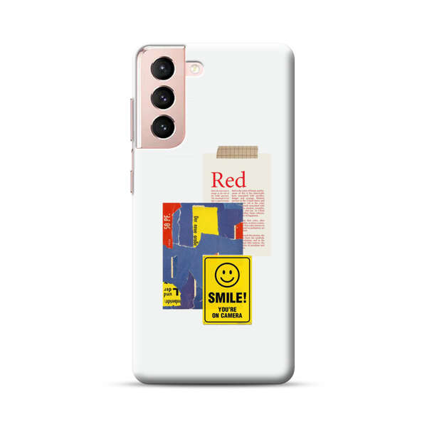 Collage Torn Paper Smiley Face Yellow Sign Samsung Galaxy S21 Plus 5G Hard Case