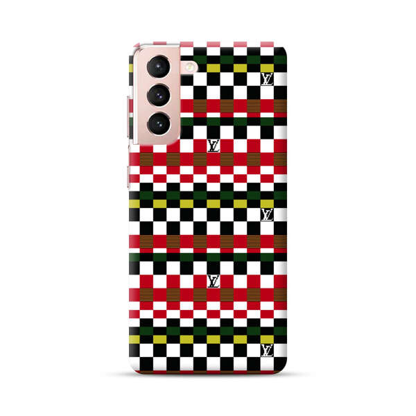Colorful Checkerboard Stripes Pattern Samsung Galaxy S21 Plus 5G Hard Case