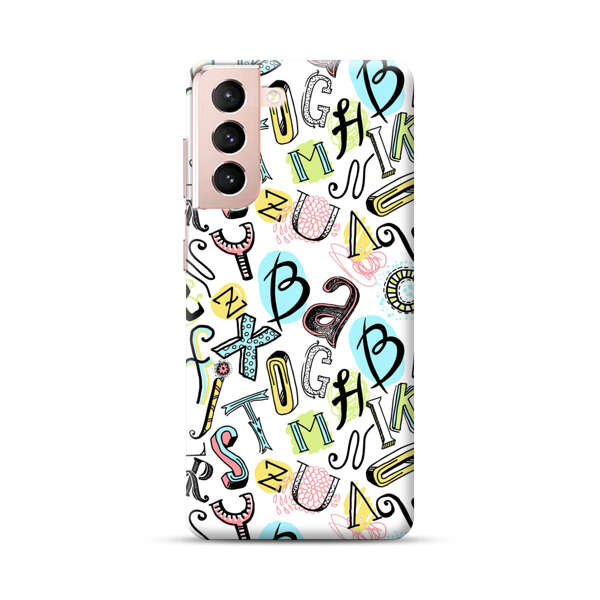 Colorful Scattered Alphabet Letters Pattern Samsung Galaxy S21 Plus 5G Hard Case