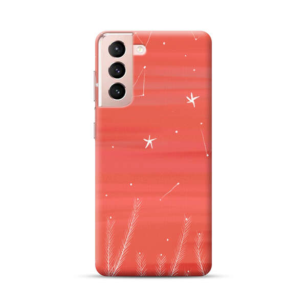 Coral Night Sky with Stars and Plants Samsung Galaxy S21 Plus 5G Hard Case