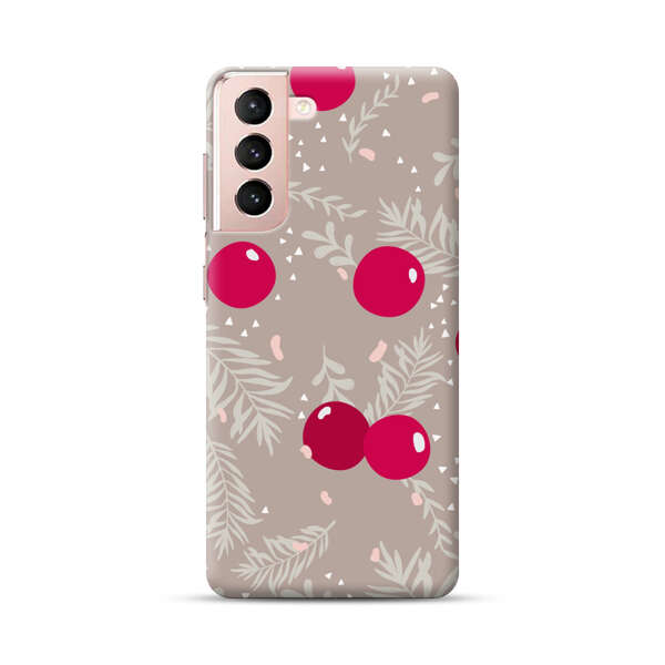 Cranberries and pine branches holiday pattern Samsung Galaxy S21 Plus 5G Hard Case