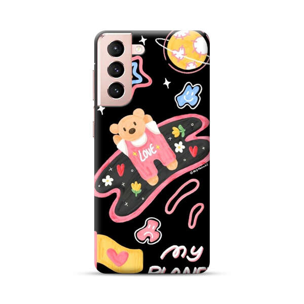 Cute Teddy Bear Love Space Design Samsung Galaxy S21 Plus 5G Hard Case