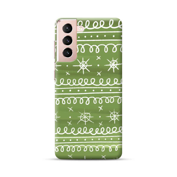 Green White Stars Loop Pattern Samsung Galaxy S21 Plus 5G Hard Case