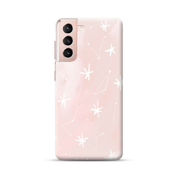 Pink Stars and Constellation Pattern Samsung Galaxy S21 Plus 5G Hard Case