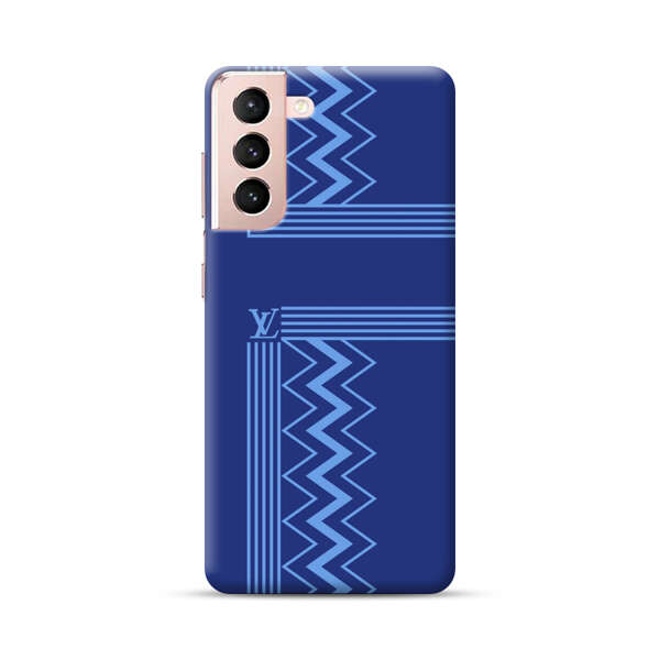 Stylish Geometric Zigzag Pattern in Blue Samsung Galaxy S21 Plus 5G Hard Case