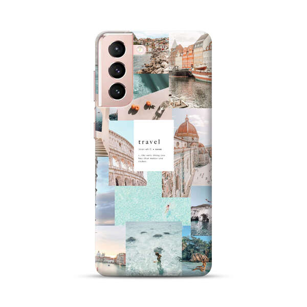 Travel Scenic Collage with Landmarks and Coastline Samsung Galaxy S21 Plus 5G Hard Case