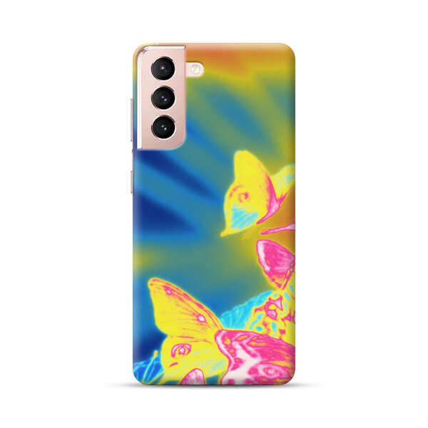 Vibrant Colorful Neon Butterflies Abstract Samsung Galaxy S21 Plus 5G Hard Case