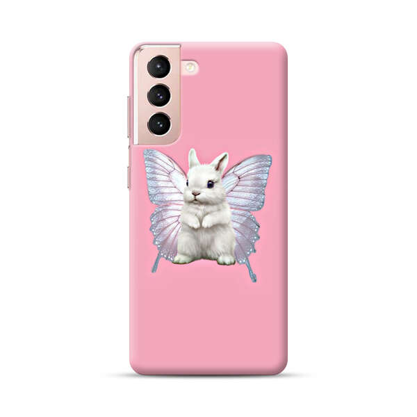 White Bunny with Butterfly Wings Samsung Galaxy S21 Plus 5G Hard Case