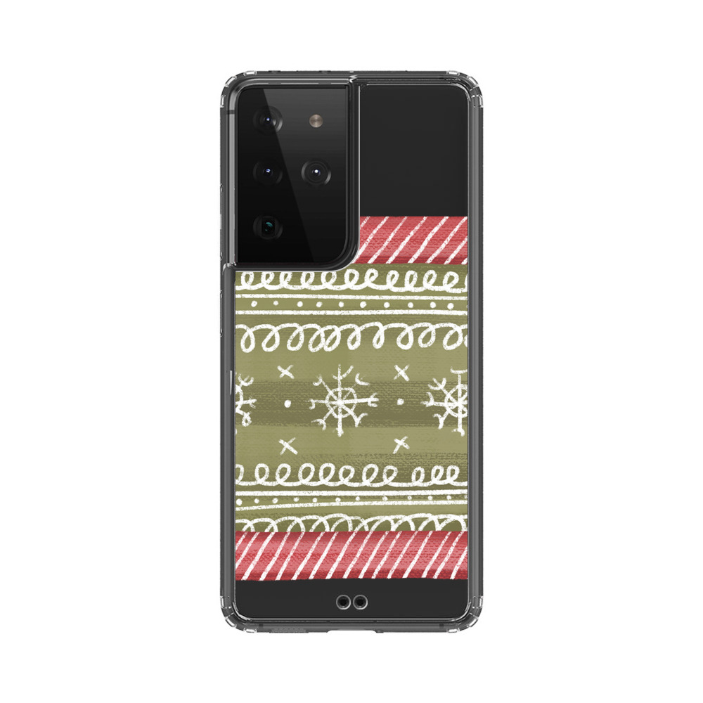 Winter Pattern with Snowflakes and Red Stripes Samsung Galaxy S21 Ultra 5G Case