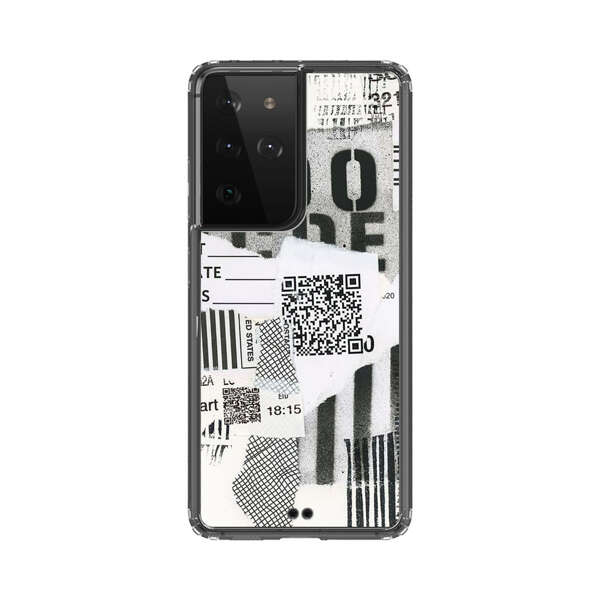 Abstract Collage Torn Paper Barcodes Samsung Galaxy S21 Ultra 5G Case