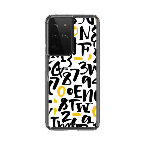 Abstract Typography Letter Number Pattern Samsung Galaxy S21 Ultra 5G Case