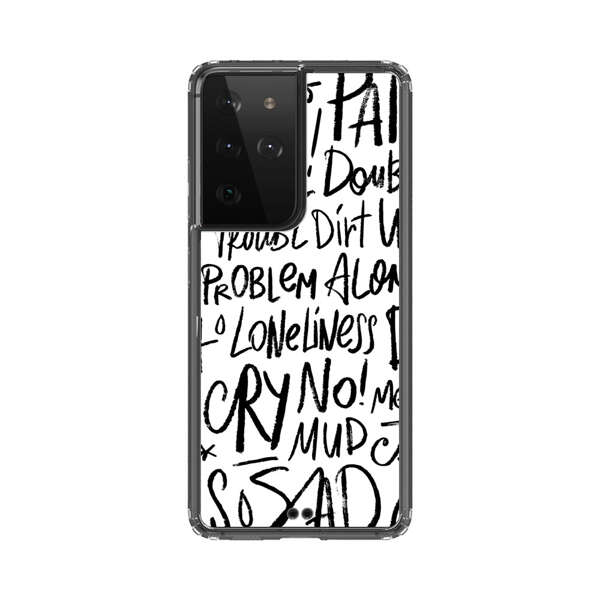 Black and White Negative Words Pattern Samsung Galaxy S21 Ultra 5G Case