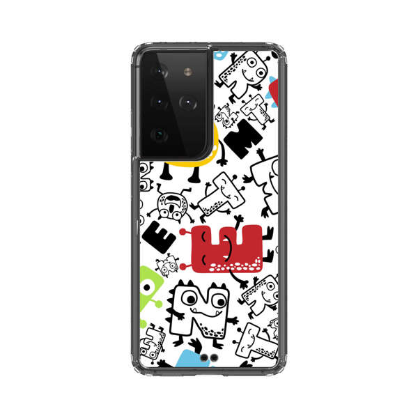 Colorful Cartoon Monsters Letters Pattern Samsung Galaxy S21 Ultra 5G Case