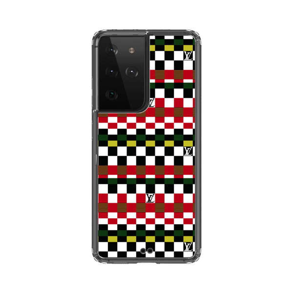 Colorful Checkerboard Stripes Pattern Samsung Galaxy S21 Ultra 5G Case