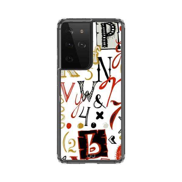 Colorful Hand Drawn Letters and Numbers Pattern Samsung Galaxy S21 Ultra 5G Case