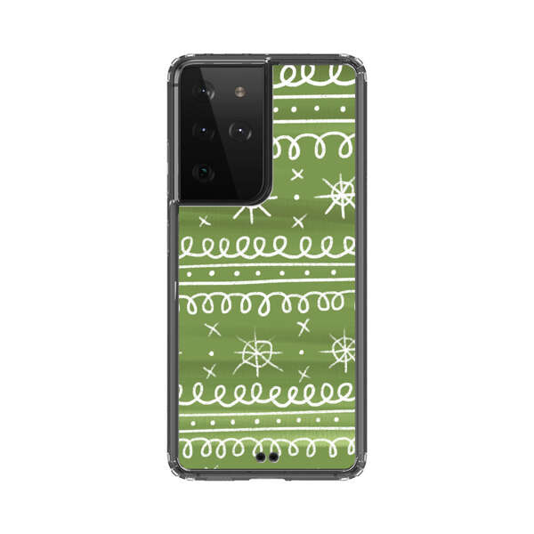 Green White Stars Loop Pattern Samsung Galaxy S21 Ultra 5G Case