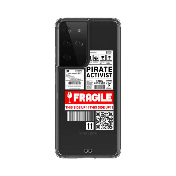 Pirate Activist Fragile Shipping Label Samsung Galaxy S21 Ultra 5G Case