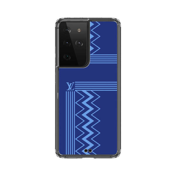 Stylish Geometric Zigzag Pattern in Blue Samsung Galaxy S21 Ultra 5G Case