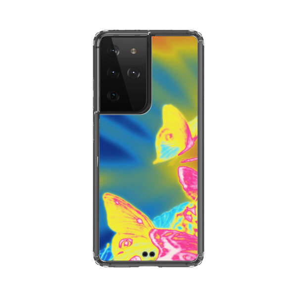 Vibrant Colorful Neon Butterflies Abstract Samsung Galaxy S21 Ultra 5G Case