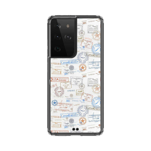 Vintage Passport Stamps Pattern Samsung Galaxy S21 Ultra 5G Case