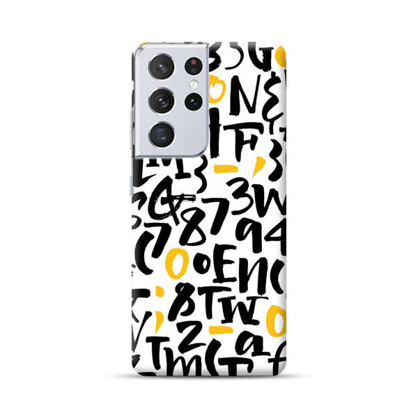 Abstract Typography Letter Number Pattern Samsung Galaxy S21 Ultra 5G Hard Case
