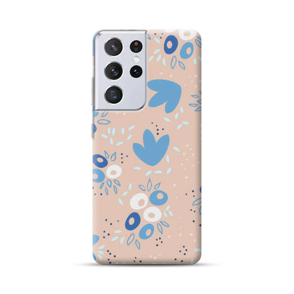 Blue Floral Pattern Samsung Galaxy S21 Ultra 5G Hard Case