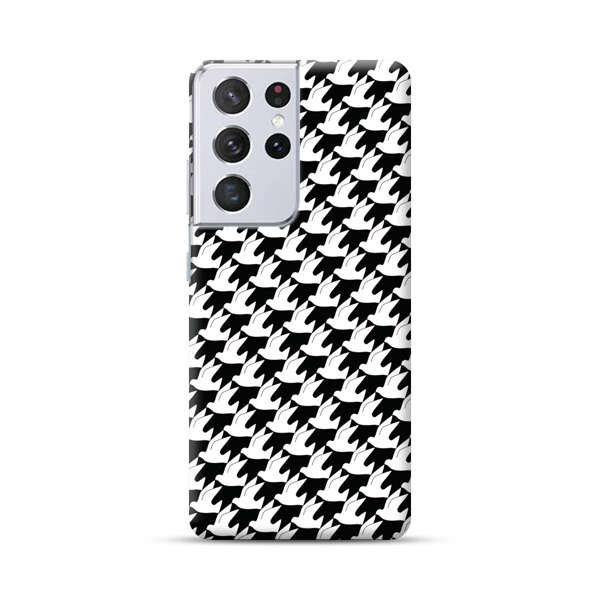 Classic Black and White Houndstooth Pattern Samsung Galaxy S21 Ultra 5G Hard Case