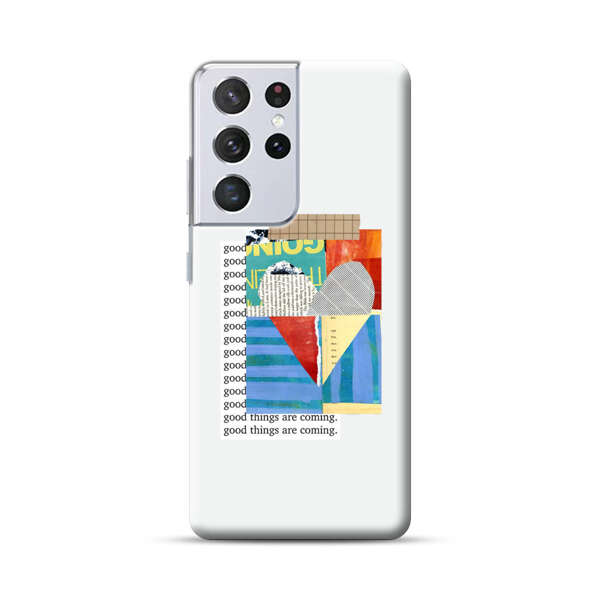 Colorful Abstract Collage with Geometric Shapes Samsung Galaxy S21 Ultra 5G Hard Case