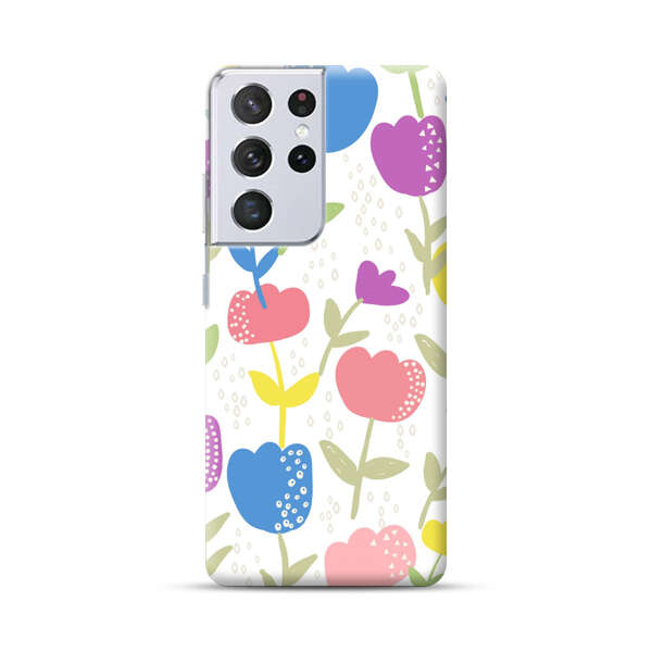 Colorful Tulip Floral Pattern Samsung Galaxy S21 Ultra 5G Hard Case