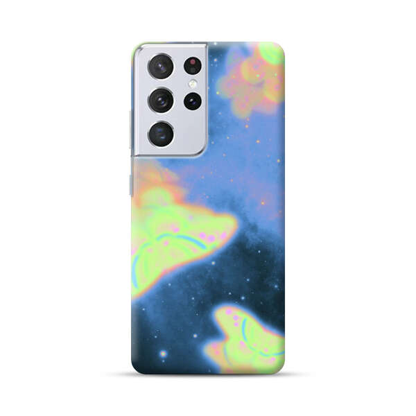 Dreamy Glowing Cosmic Butterflies Samsung Galaxy S21 Ultra 5G Hard Case