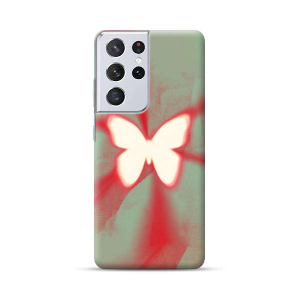 Glowing White Butterfly Abstract Radiant Design Samsung Galaxy S21 Ultra 5G Hard Case