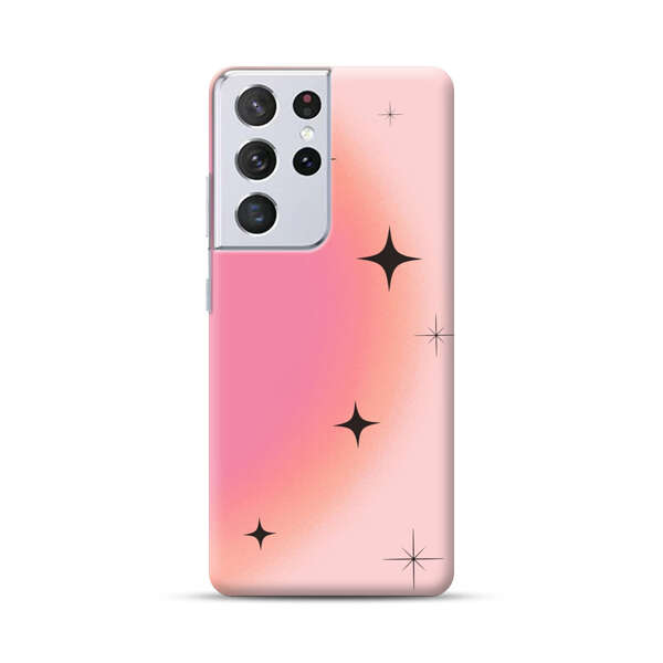 Pink Peach Gradient with Black Stars Samsung Galaxy S21 Ultra 5G Hard Case